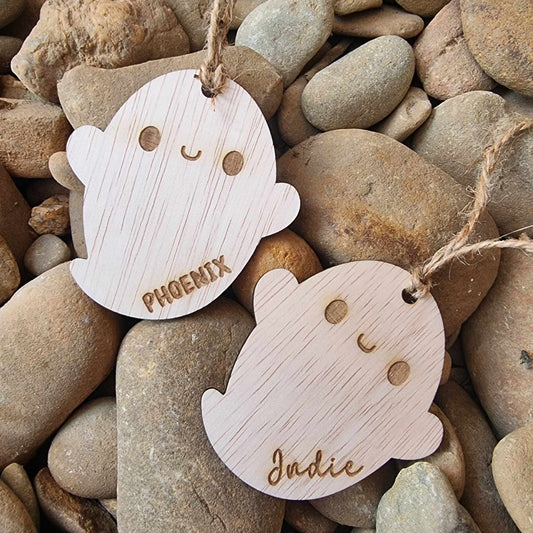Wooden ghost tag