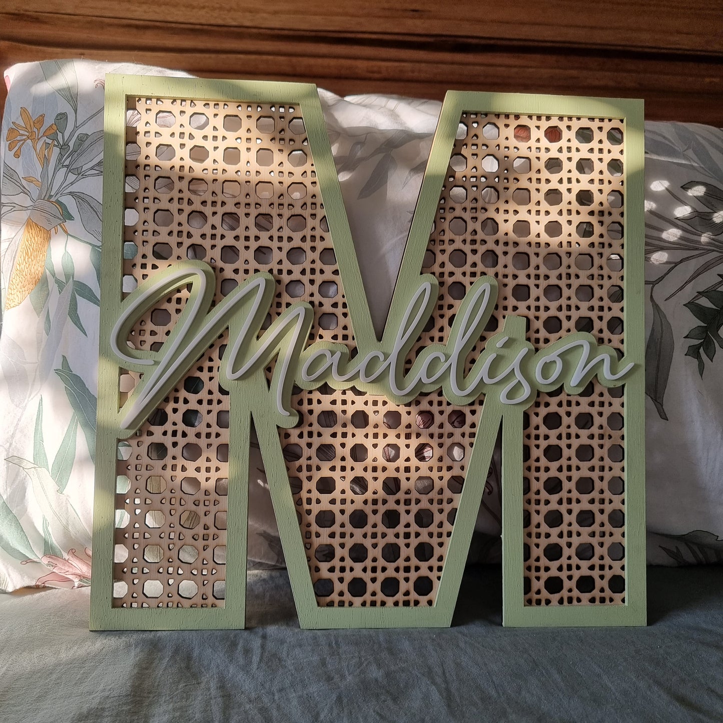 Painted Rattan Look Letters With Acrylic Name