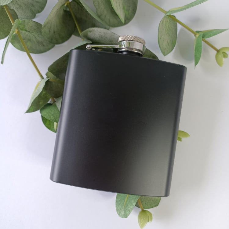 Black 6oz Personalised Flask
